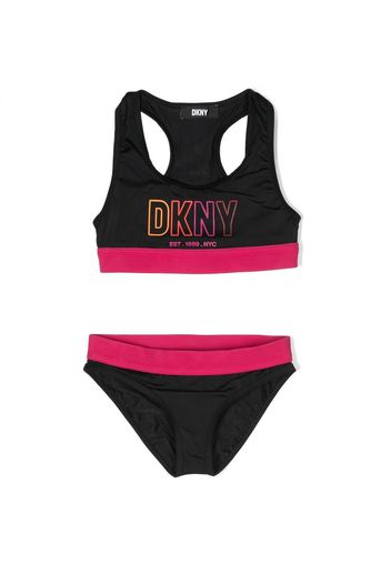 Dkny Kids logo-print racerback bikini set - Nero