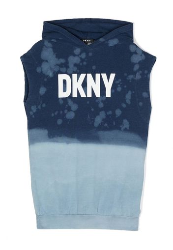 Dkny Kids logo-print sleeveless hooded dress - Blu