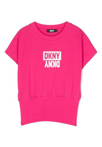 Dkny Kids organic cotton logo-print T-shirt - Rosa