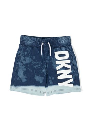 Dkny Kids logo-print tie-dye shorts - Blu