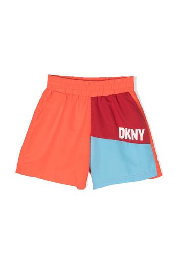 Dkny Kids colour-block logo-print swim shorts - Arancione