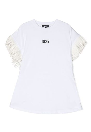 Dkny Kids fringed short-sleeve dress - Bianco