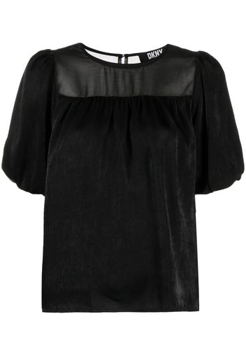 DKNY ruched-detail short-sleeves blouse - Nero