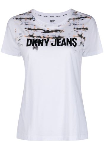 DKNY logo-print tie-dye T-shirt - Bianco