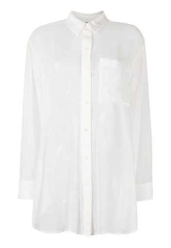 DKNY semi-sheer long-sleeve shirt - Bianco