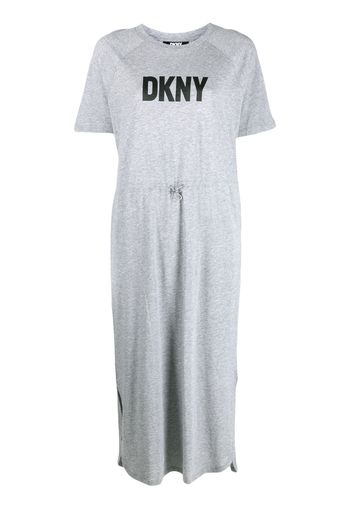 DKNY logo-print drawstring T-shirt dress - Grigio