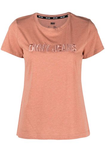 DKNY embossed-logo short-sleeve T-shirt - Rosa