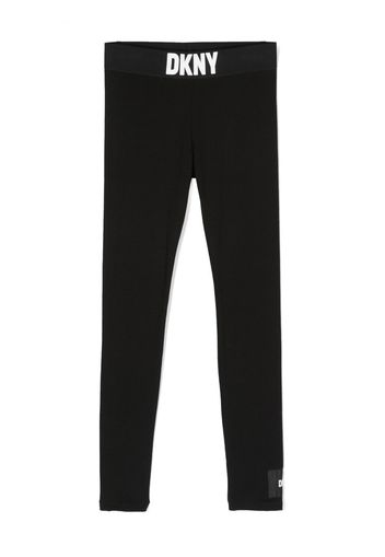 Dkny Kids logo-waistband stretch-cotton leggings - Nero