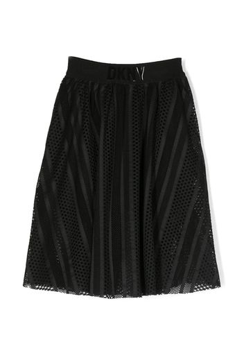 Dkny Kids logo-waistband pleated midi skirt - Nero