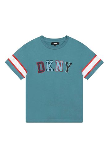 Dkny Kids logo-patch organic cotton T-shirt - Blu