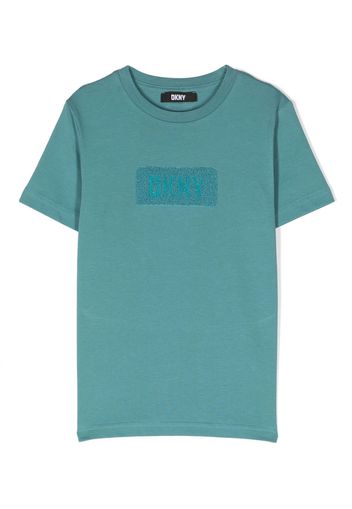 Dkny Kids logo-patch organic-cotton T-shirt - Blu