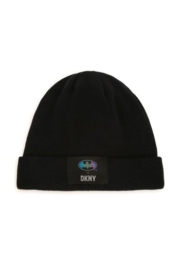 Dkny Kids logo-patch cotton beanie - Nero