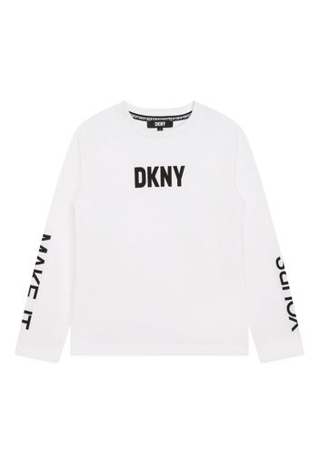 Dkny Kids logo-print cotton top - Bianco
