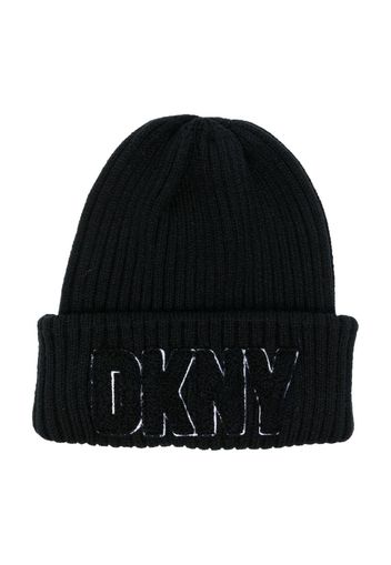 Dkny Kids Berretto a coste con applicazione - Nero