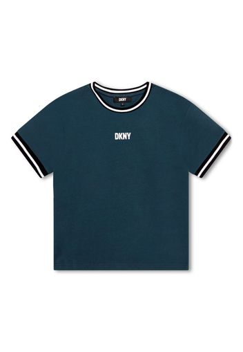 Dkny Kids logo-print piqué-weave T-shirt - Blu