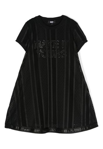 Dkny Kids slogan-print mesh minidress - Nero