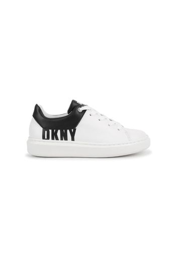 Dkny Kids logo-print lace-up leather sneakers - Bianco