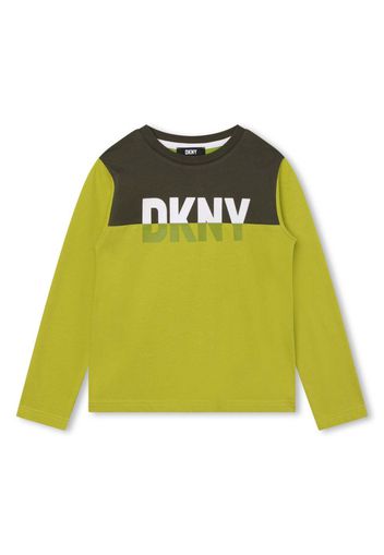 Dkny Kids colour-block logo-print sweatshirt - Verde