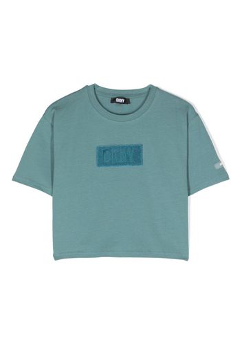 Dkny Kids logo-patch cropped T-shirt - Blu