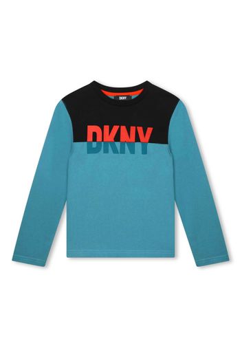 Dkny Kids logo-print long-sleeve T-shirt - Blu