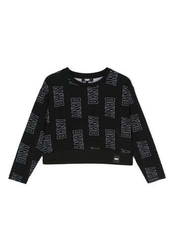 Dkny Kids T-shirt a maniche lunghe con stampa - Nero