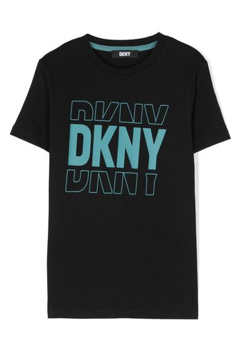 Dkny Kids logo-print cotton-blend T-shirt - Nero