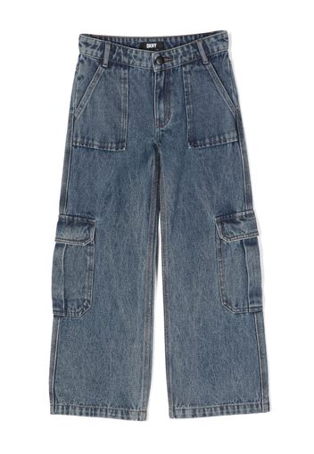 Dkny Kids Jeans a gamba ampia con applicazione - Blu