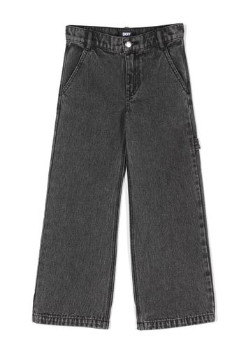 Dkny Kids Jeans dritti con applicazione logo - Nero