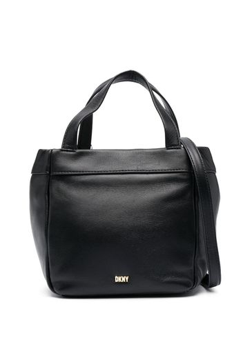 DKNY logo-plaque leather crossbody bag - Nero