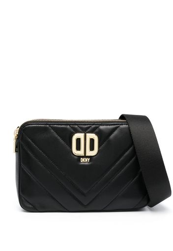 DKNY Delphine logo-plaque quilted crossbody bag - Nero