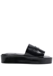 DKNY Laren logo-embossed flatform slides - Nero