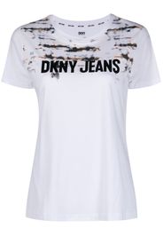DKNY logo-print tie-dye T-shirt - Bianco