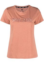 DKNY embossed-logo short-sleeve T-shirt - Rosa