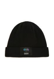 Dkny Kids logo-patch cotton beanie - Nero