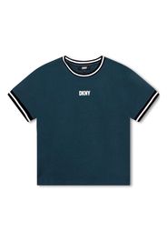 Dkny Kids logo-print piqué-weave T-shirt - Blu