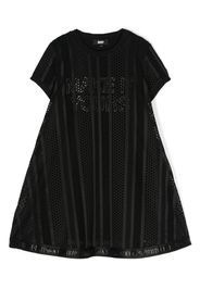 Dkny Kids slogan-print mesh minidress - Nero