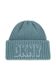 Dkny Kids logo-patch ribbed beanie - Blu