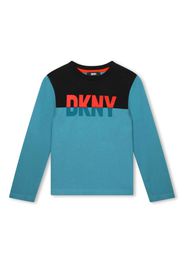 Dkny Kids logo-print long-sleeve T-shirt - Blu