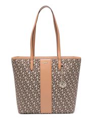 DKNY monogram-jacquard leather tote bag - Marrone