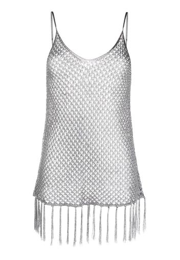 Dodo Bar Or open-knit fringed top - Grigio