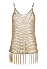 Dodo Bar Or open-knit fringed top - Oro
