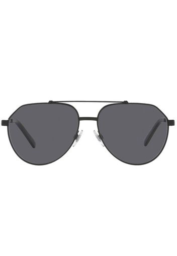 Dolce & Gabbana Eyewear Gros grain pilot-frame sunglasses - Nero