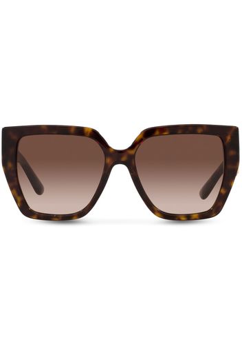 Dolce & Gabbana Eyewear tortoiseshell logo-plaque arm sunglasses - Marrone