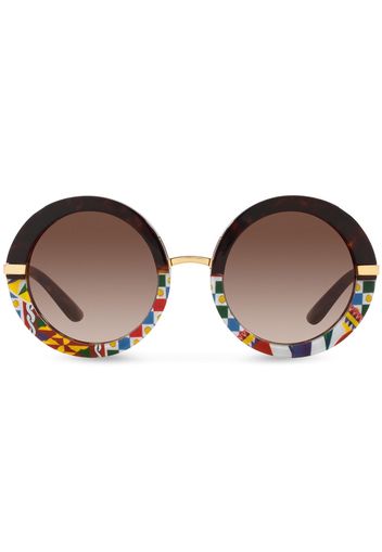 Dolce & Gabbana Eyewear tortoiseshell-effect round-frame sunglasses - Marrone