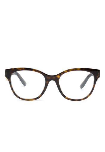 Dolce & Gabbana Eyewear logo-plaque round-frame glasses - Marrone