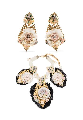 Dolce & Gabbana Pre-Owned Set orecchini e collana con applicazione a fiori Pre-owned anni 2000 - Bianco