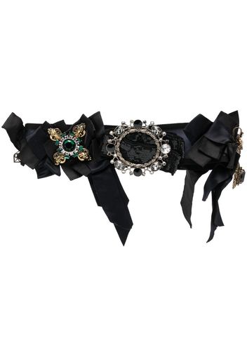 Dolce & Gabbana Pre-Owned 2000s stone-embellished decorative bow belt - Nero