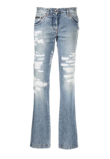 Dolce & Gabbana Pre-Owned Jeans dritti con strappi anni 2000 - Blu