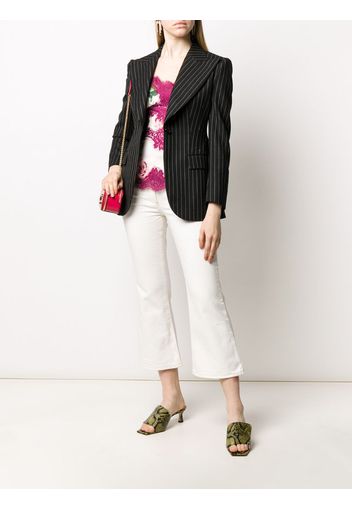 pinstriped single button blazer