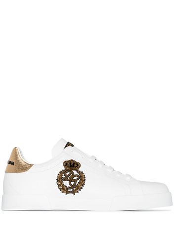 white Portofino logo crest leather sneakers